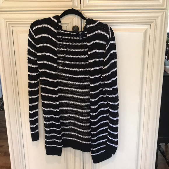 black and white striped hooded cardigan - Picture 1 of 4